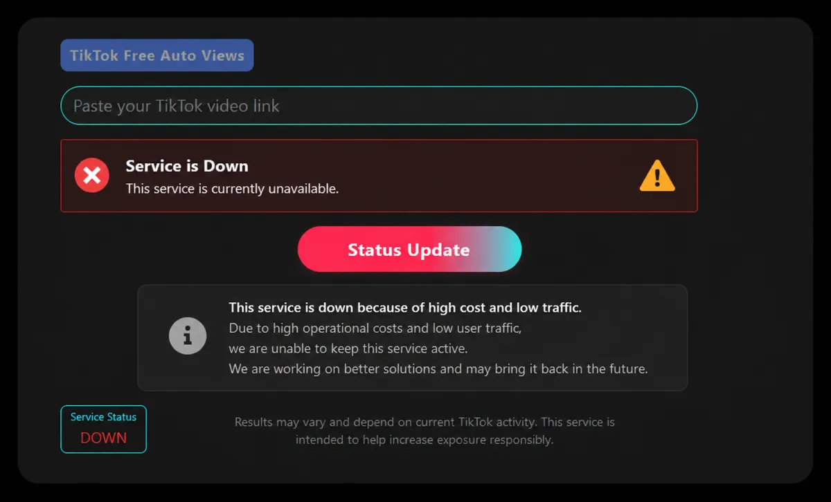 TikTok Free Auto Views status update